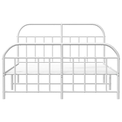 vidaXL Metal Bed Frame without Mattress with Footboard White 150x200cm