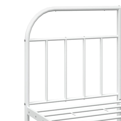 vidaXL Metal Bed Frame without Mattress with Footboard White 150x200cm