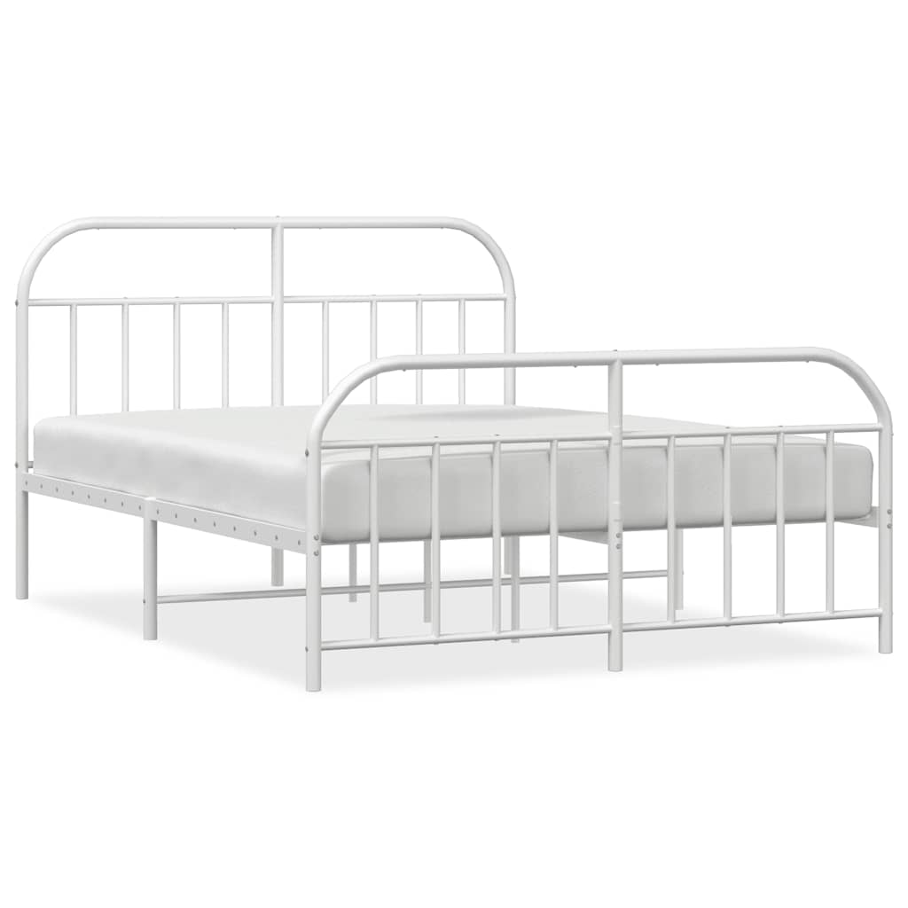 vidaXL Bed Frame | White | Powder-Coated Steel | Double | Bed Frame