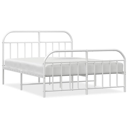 vidaXL Bed Frame | White | Powder-Coated Steel | Double | Bed Frame