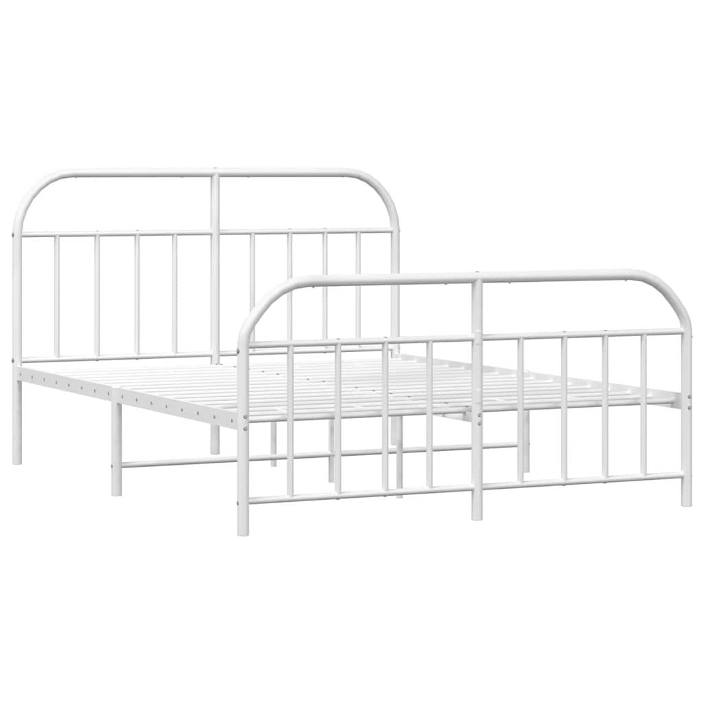 vidaXL Bed Frame | White | Powder-Coated Steel | Double | Bed Frame