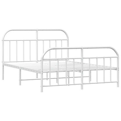 vidaXL Bed Frame | White | Powder-Coated Steel | Double | Bed Frame
