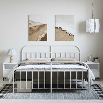 vidaXL Bed Frame | White | Powder-Coated Steel | Double | Bed Frame