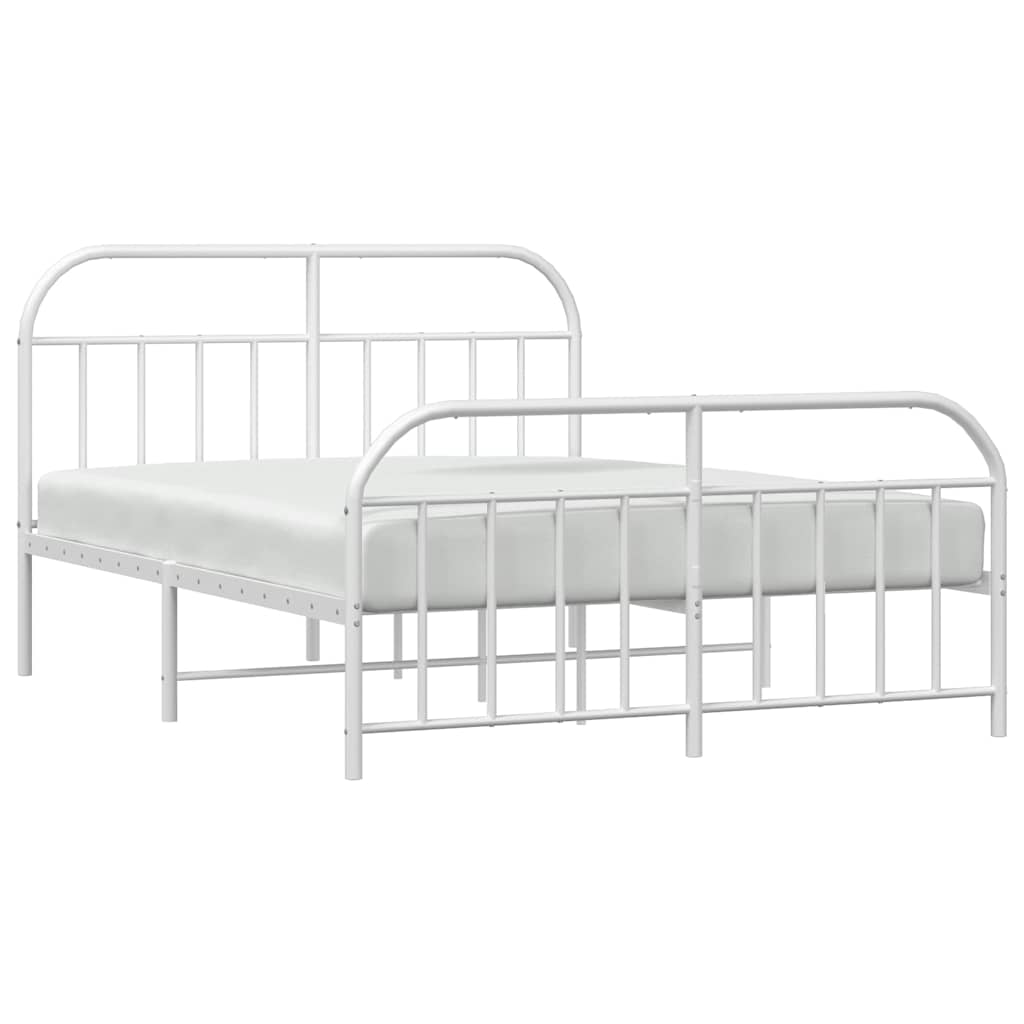 vidaXL Bed Frame | White | Powder-Coated Steel | Double | Bed Frame