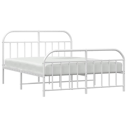 vidaXL Bed Frame | White | Powder-Coated Steel | Double | Bed Frame