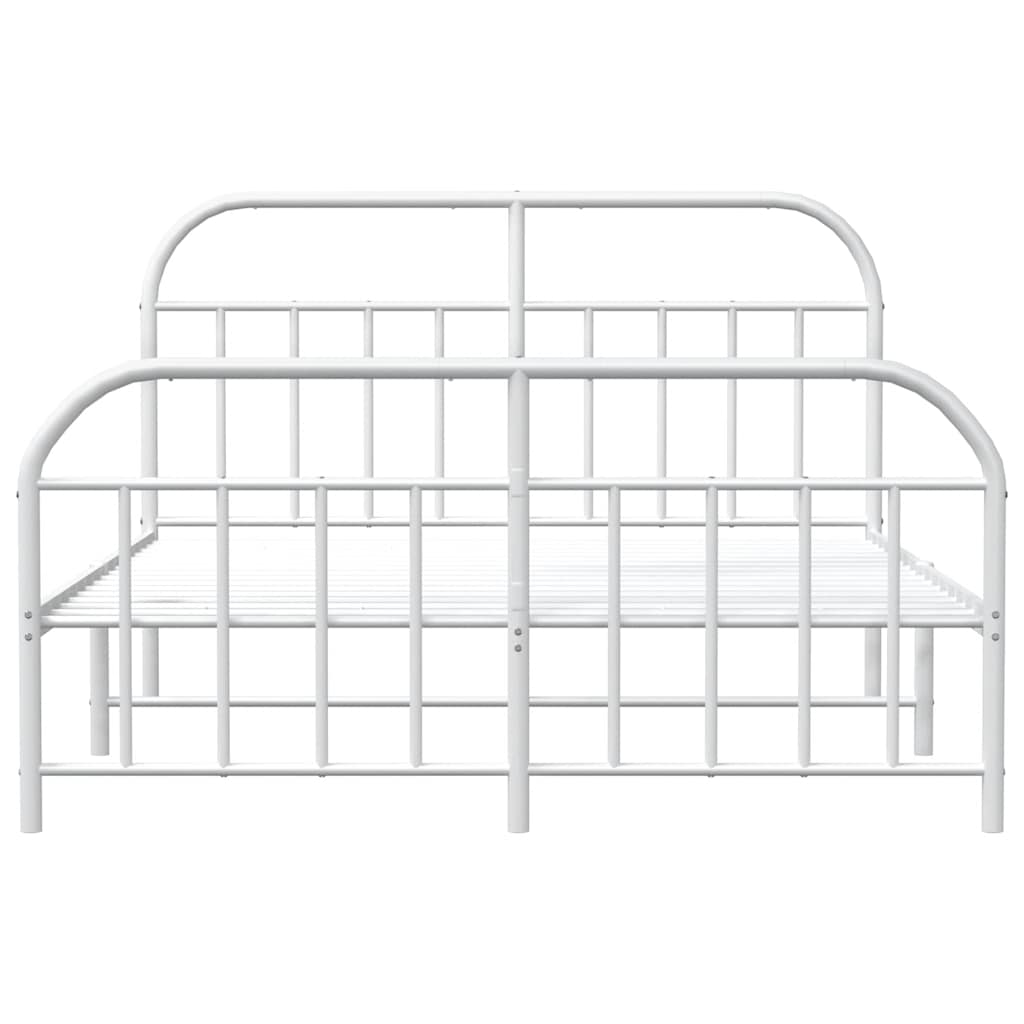 vidaXL Bed Frame | White | Powder-Coated Steel | Double | Bed Frame