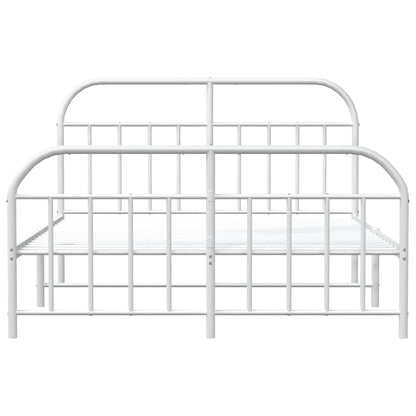 vidaXL Bed Frame | White | Powder-Coated Steel | Double | Bed Frame