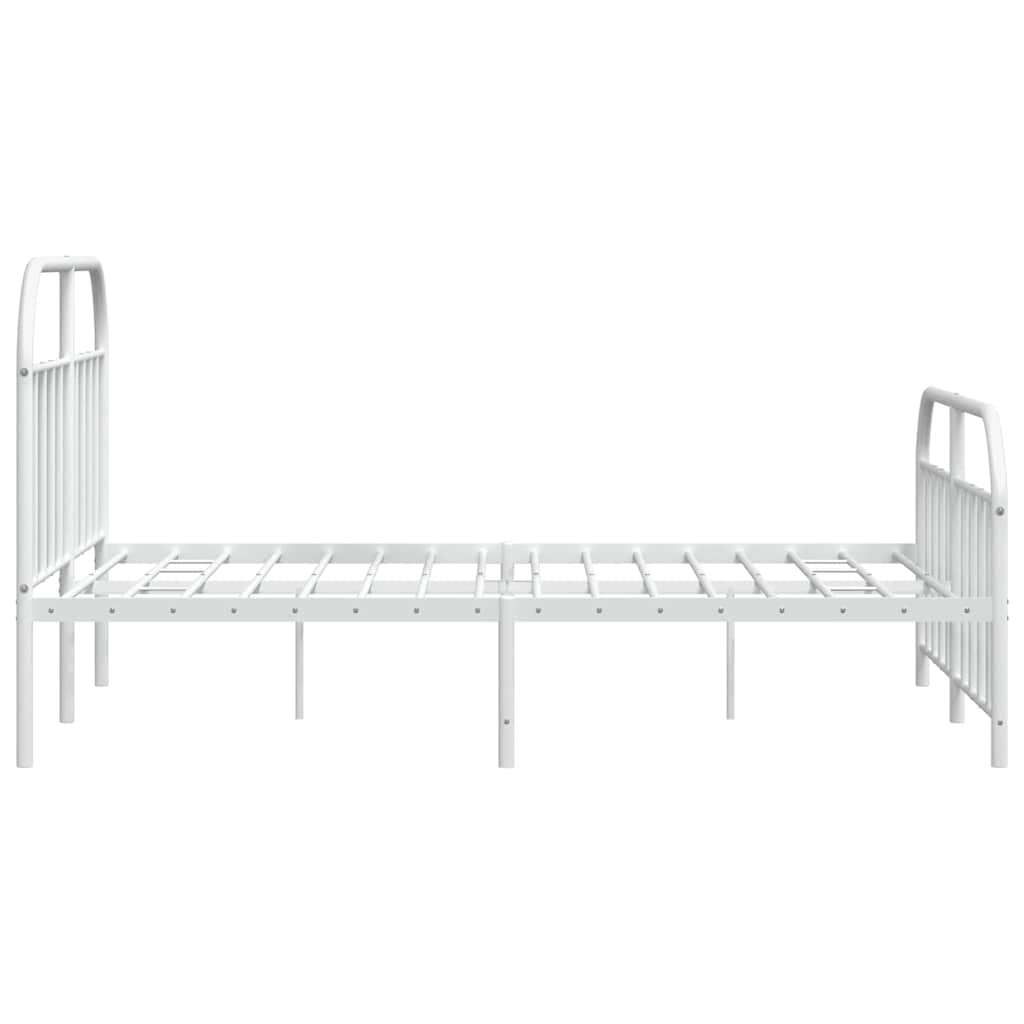 vidaXL Bed Frame | White | Powder-Coated Steel | Double | Bed Frame
