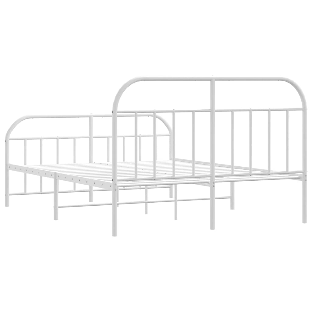vidaXL Bed Frame | White | Powder-Coated Steel | Double | Bed Frame