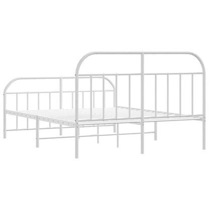 vidaXL Bed Frame | White | Powder-Coated Steel | Double | Bed Frame