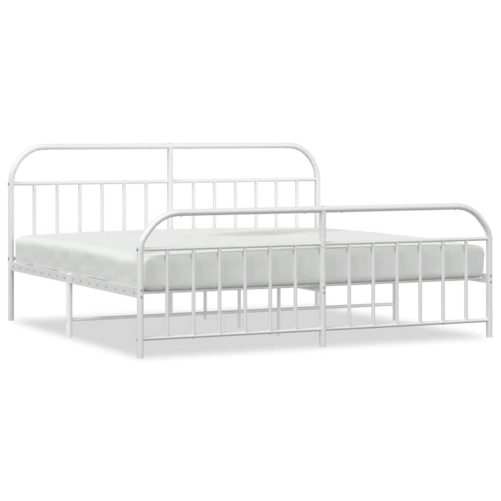 vidaXL Bed Frame | White | Powder-Coated Steel | Double | Bed Frame