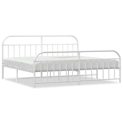 vidaXL Bed Frame | White | Powder-Coated Steel | Double | Bed Frame