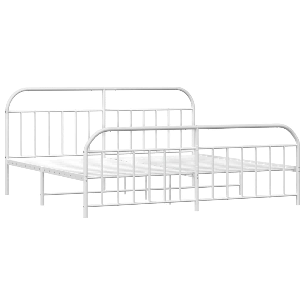 vidaXL Bed Frame | White | Powder-Coated Steel | Double | Bed Frame