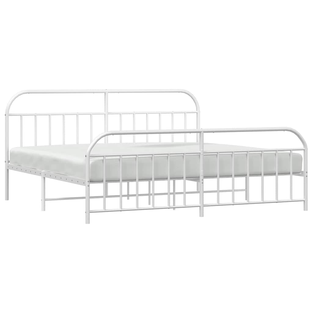 vidaXL Bed Frame | White | Powder-Coated Steel | Double | Bed Frame