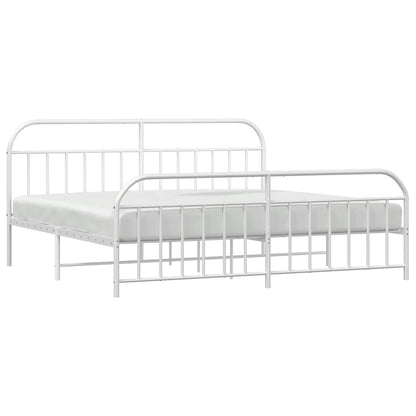 vidaXL Bed Frame | White | Powder-Coated Steel | Double | Bed Frame