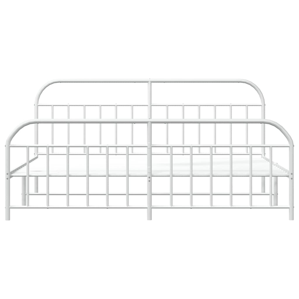 vidaXL Bed Frame | White | Powder-Coated Steel | Double | Bed Frame