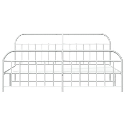 vidaXL Bed Frame | White | Powder-Coated Steel | Double | Bed Frame