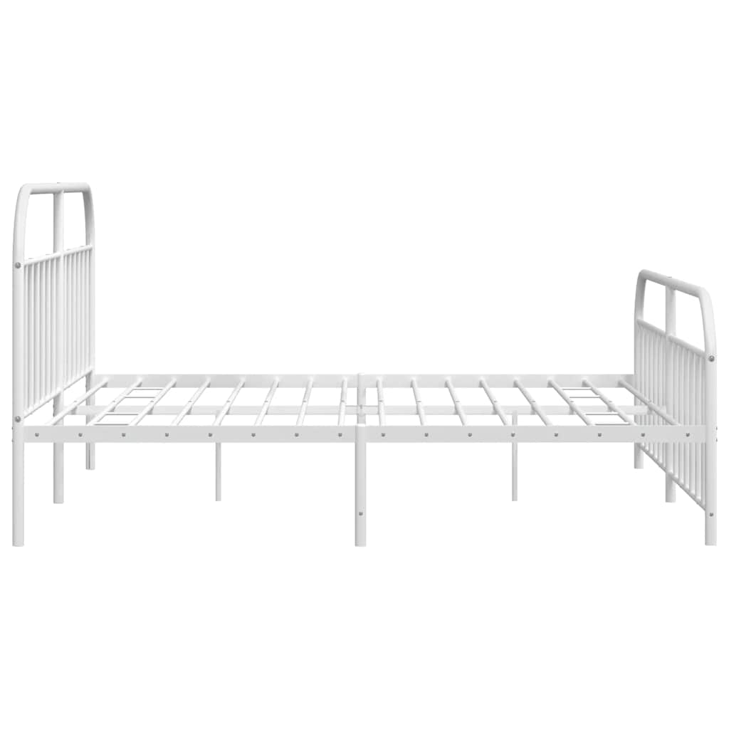 vidaXL Bed Frame | White | Powder-Coated Steel | Double | Bed Frame