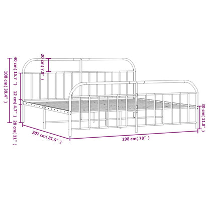 vidaXL Bed Frame | White | Powder-Coated Steel | Double | Bed Frame