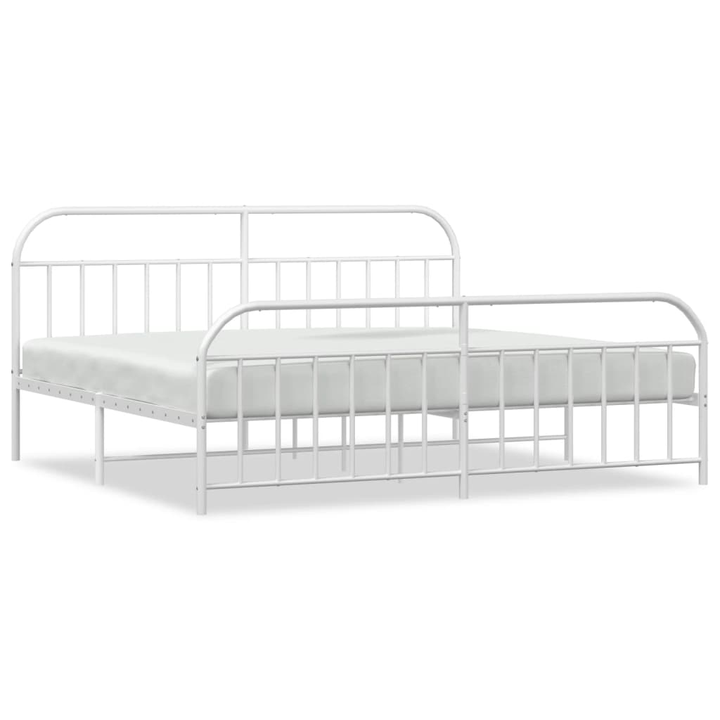 vidaXL Bed Frame | White | Powder-Coated Steel | Double | Storage | Bed Frame
