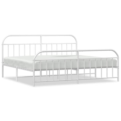 vidaXL Bed Frame | White | Powder-Coated Steel | Double | Storage | Bed Frame