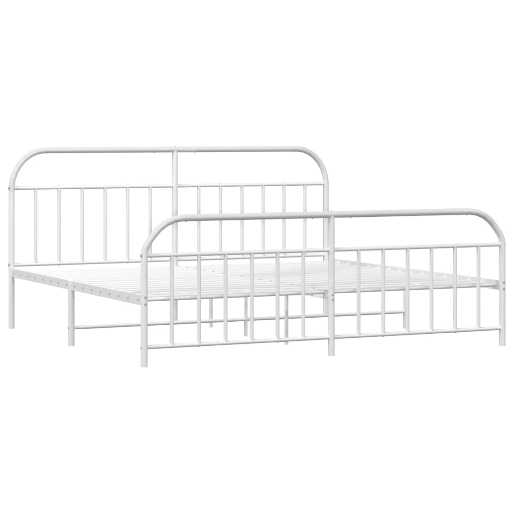 vidaXL Bed Frame | White | Powder-Coated Steel | Double | Storage | Bed Frame