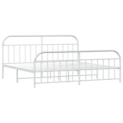 vidaXL Bed Frame | White | Powder-Coated Steel | Double | Storage | Bed Frame