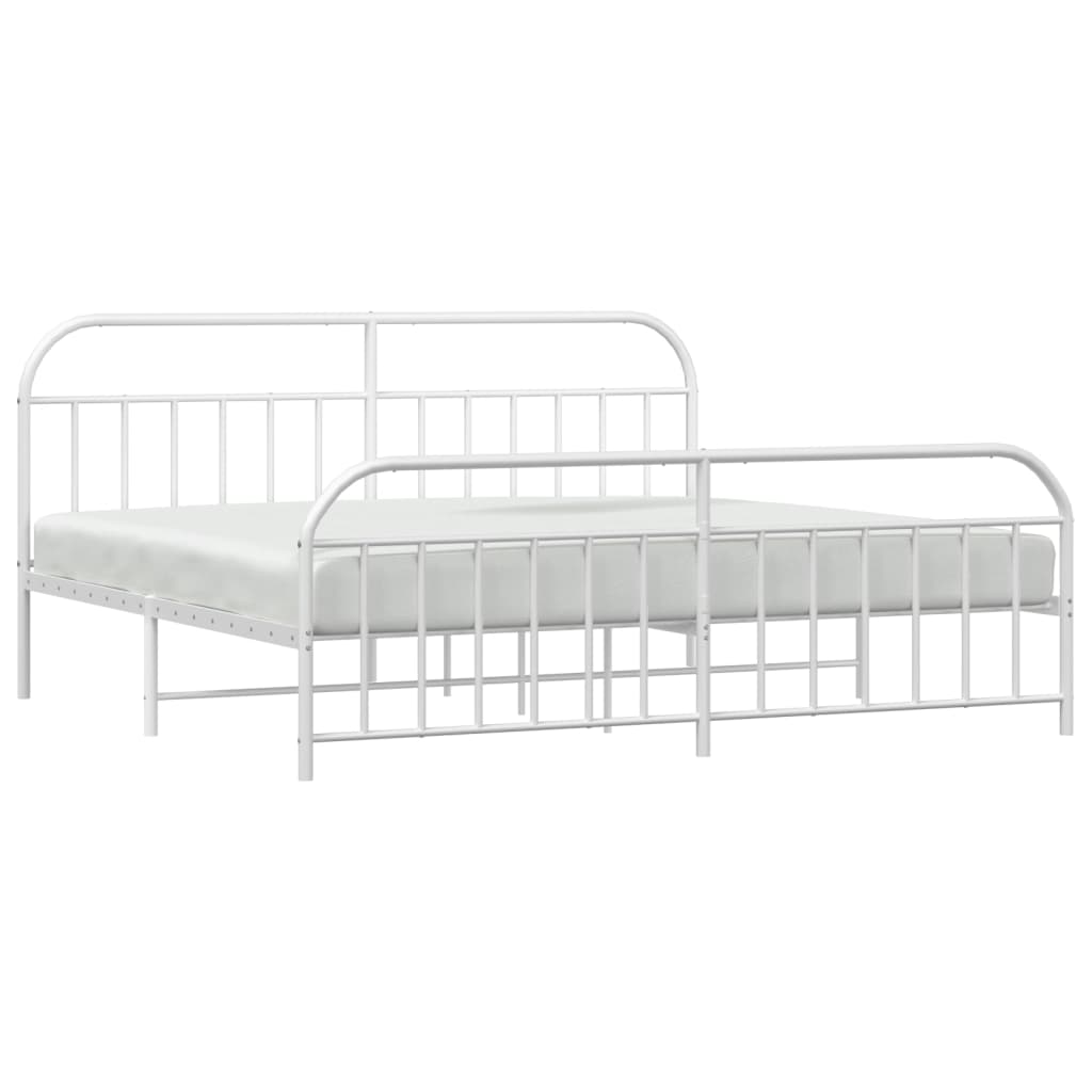 vidaXL Bed Frame | White | Powder-Coated Steel | Double | Storage | Bed Frame