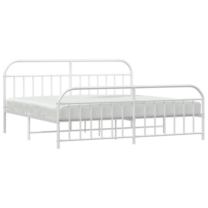 vidaXL Bed Frame | White | Powder-Coated Steel | Double | Storage | Bed Frame