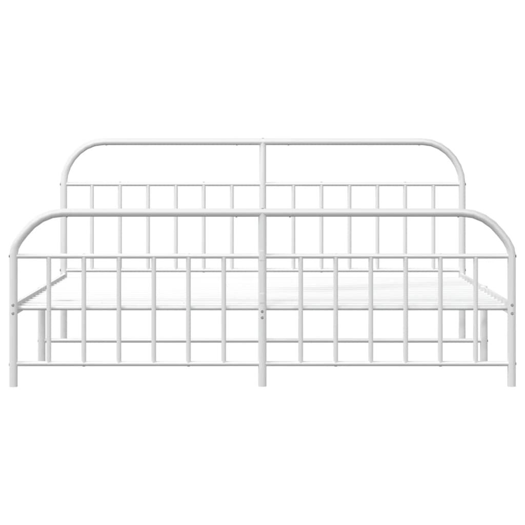 vidaXL Bed Frame | White | Powder-Coated Steel | Double | Storage | Bed Frame