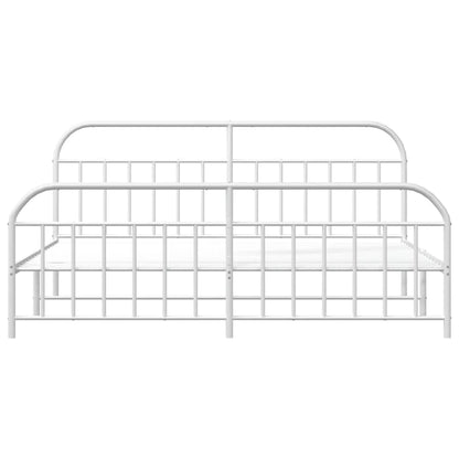 vidaXL Bed Frame | White | Powder-Coated Steel | Double | Storage | Bed Frame