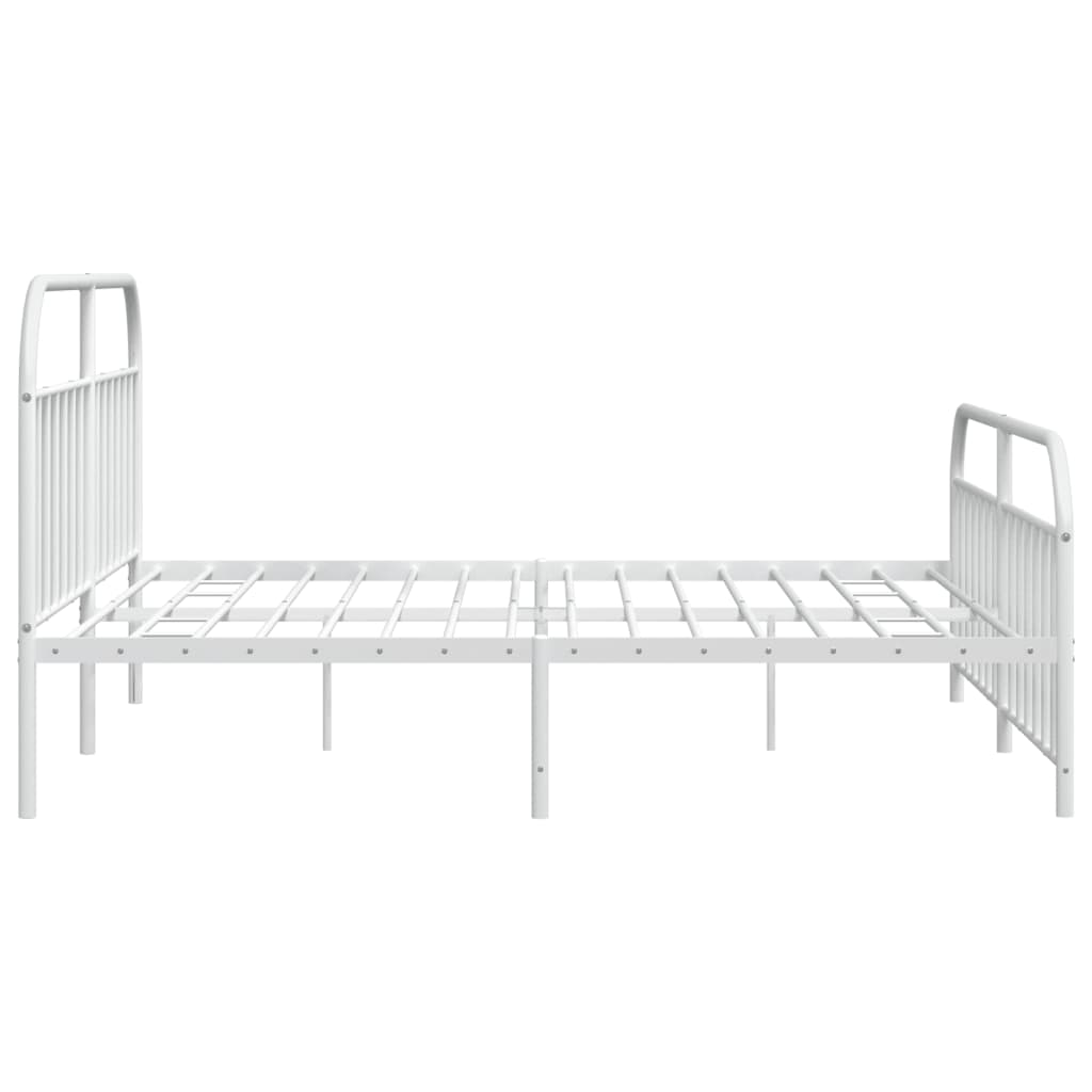 vidaXL Bed Frame | White | Powder-Coated Steel | Double | Storage | Bed Frame