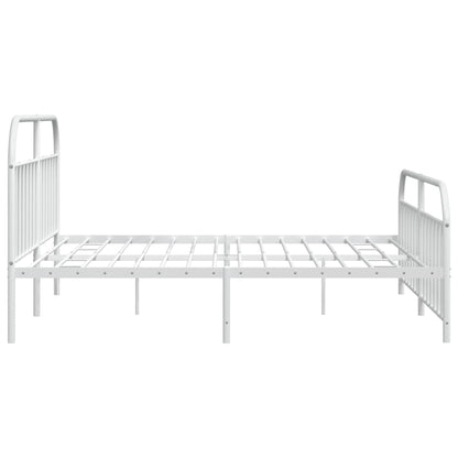 vidaXL Bed Frame | White | Powder-Coated Steel | Double | Storage | Bed Frame