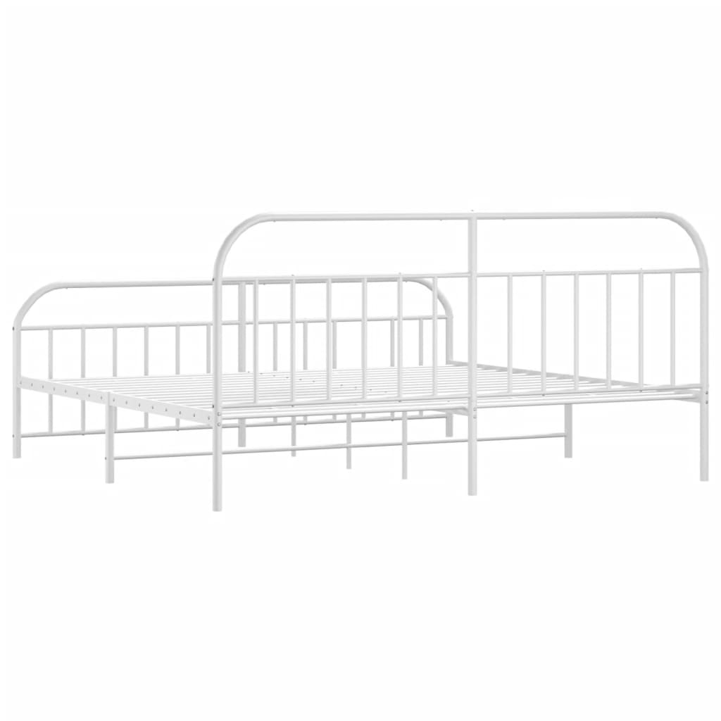 vidaXL Bed Frame | White | Powder-Coated Steel | Double | Storage | Bed Frame