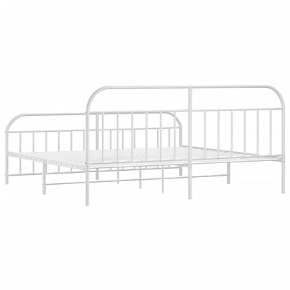 vidaXL Bed Frame | White | Powder-Coated Steel | Double | Storage | Bed Frame