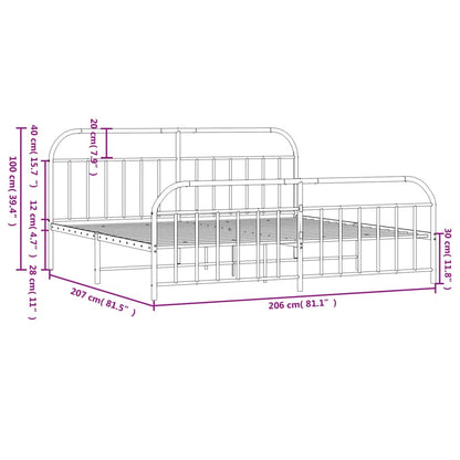 vidaXL Bed Frame | White | Powder-Coated Steel | Double | Storage | Bed Frame