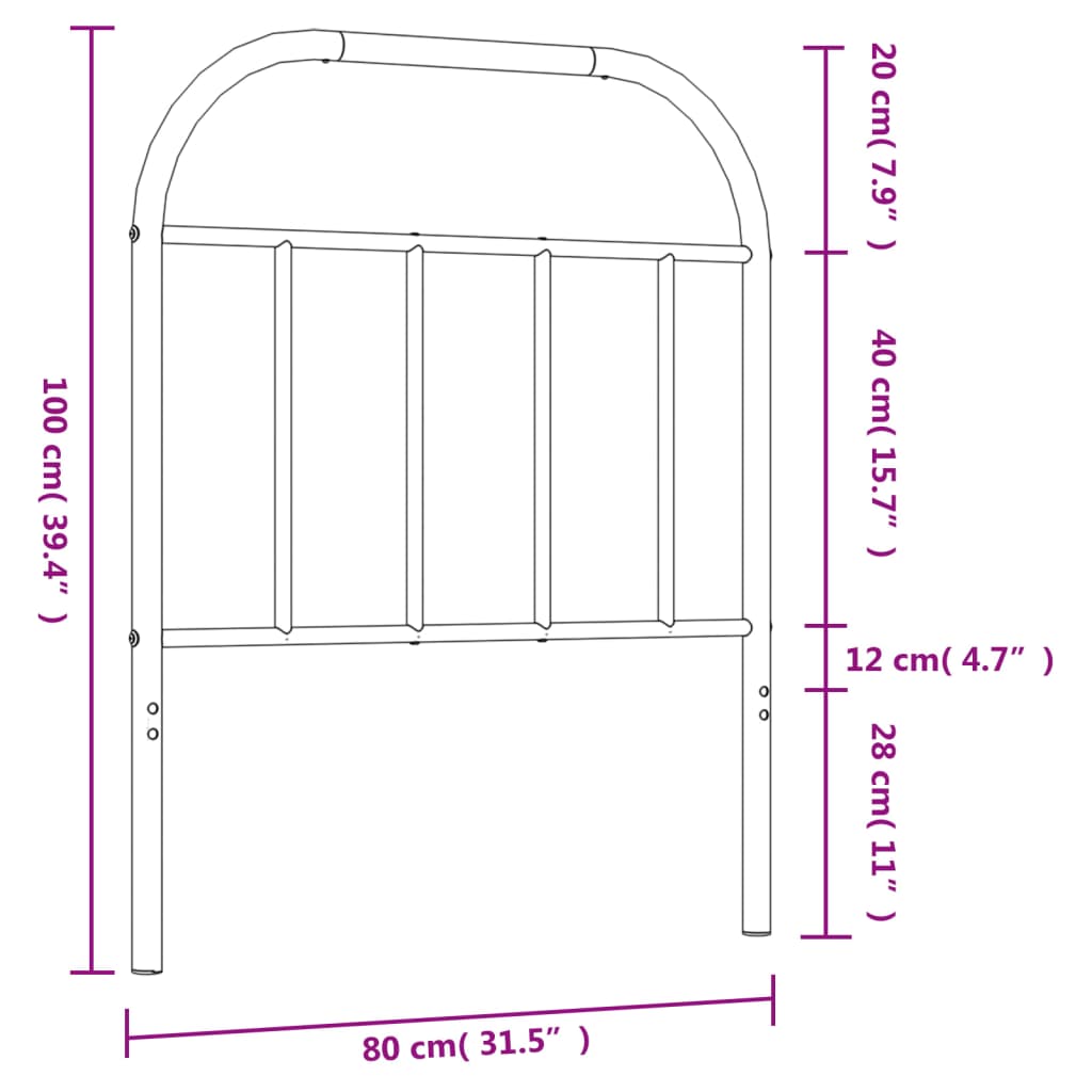 vidaXL Metal Replace Headboard White 75 cm