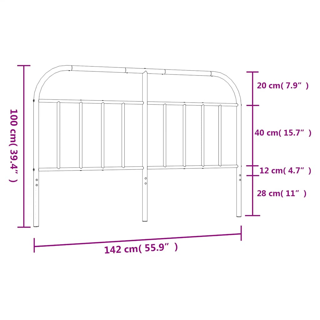 vidaXL Metal Replace Headboard White 135 cm
