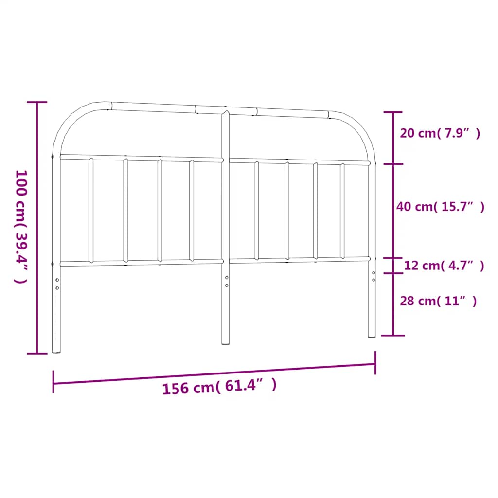 vidaXL Metal Replace Headboard White 150 cm