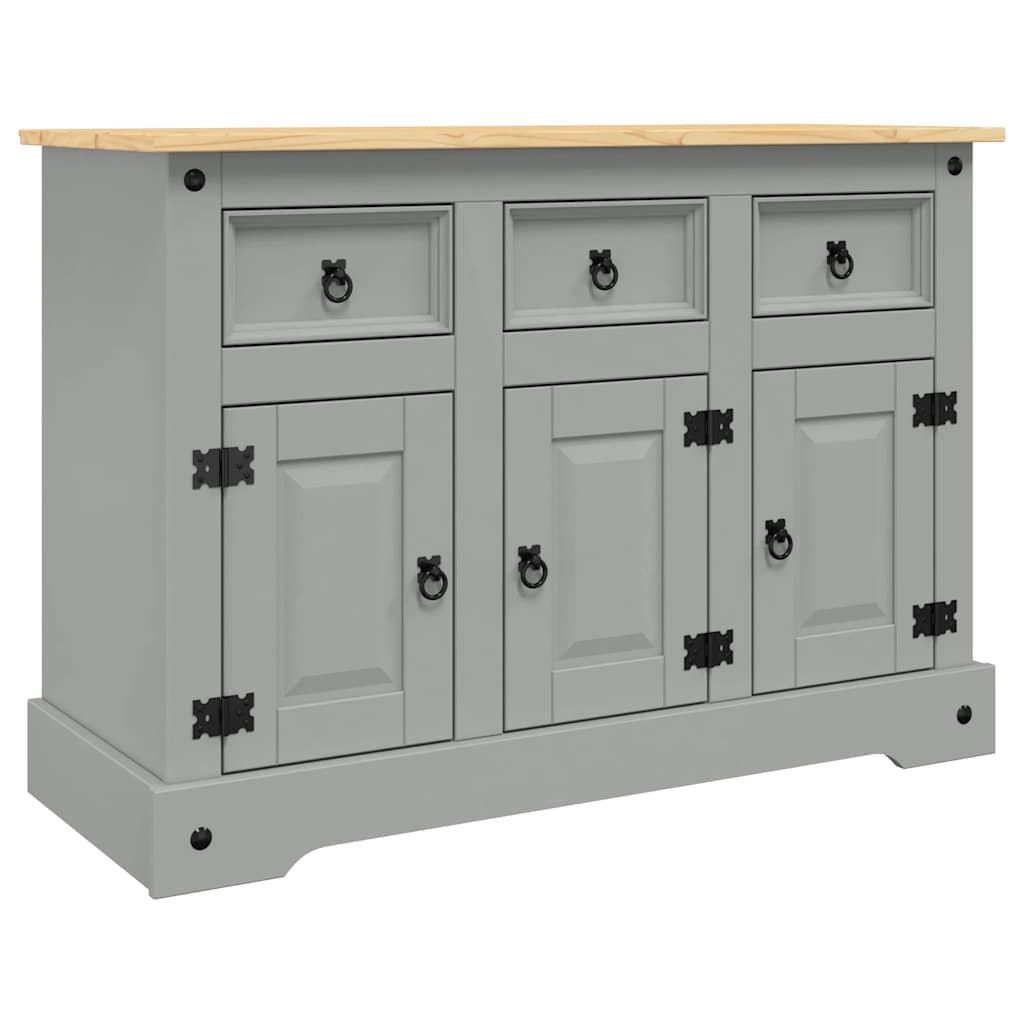 vidaXL Sideboard "Corona" Grey 112x44x78 cm Solid Wood Mexican Pine