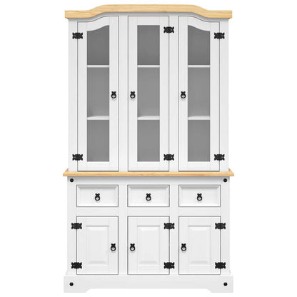 vidaXL Highboard Corona White 112x43x191.5 cm Solid Wood Mexican Pine
