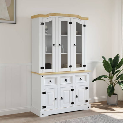vidaXL Highboard Corona White 112x43x191.5 cm Solid Wood Mexican Pine