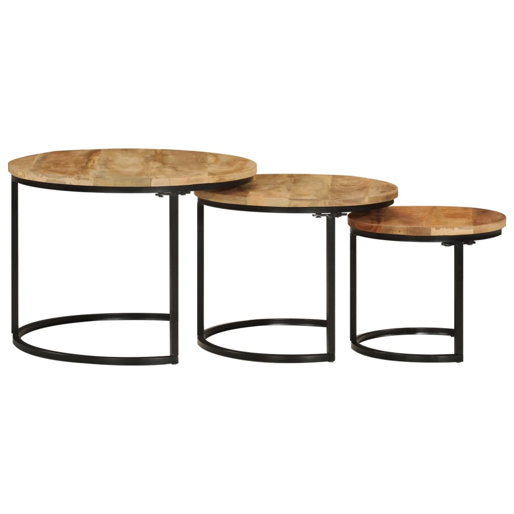 vidaXL Nesting Tables 3 pcs Solid Rough Wood Mango