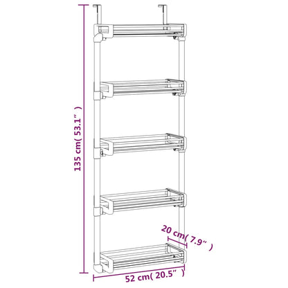 vidaXL Door Organiser with 5 Shelves 52x20x135 cm Aluminium
