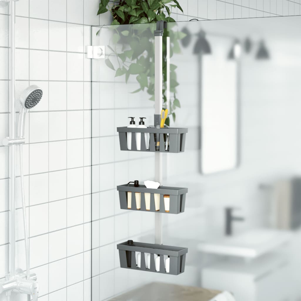 vidaXL Shower Hanger Shelf 30x15x(67-105) cm Aluminium