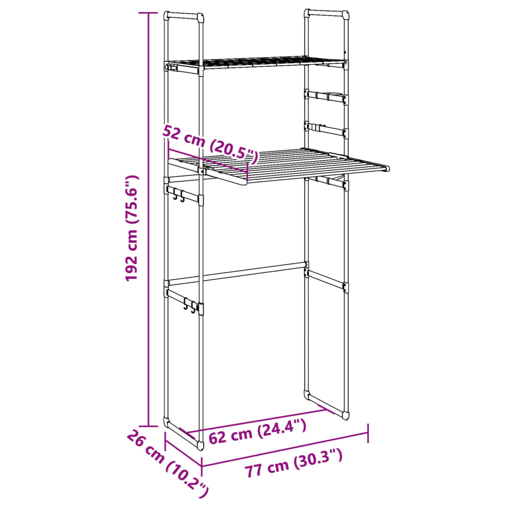 vidaXL Washing Machine Shelf 77x52x192 cm Aluminium