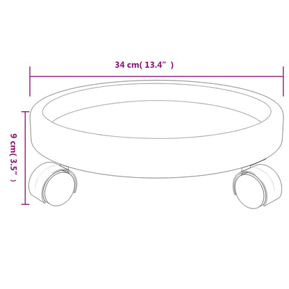 vidaXL Plant Trolleys with Wheels 2 pcs Grey Diameter 34 cm 35 kg