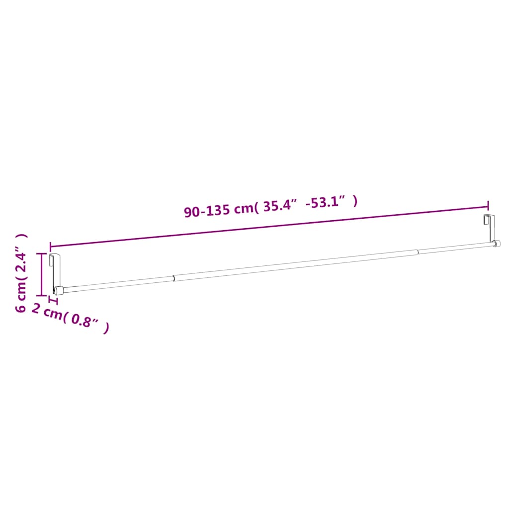 vidaXL Curtain Rails 2 pcs White and Silver 90-135 cm Aluminium