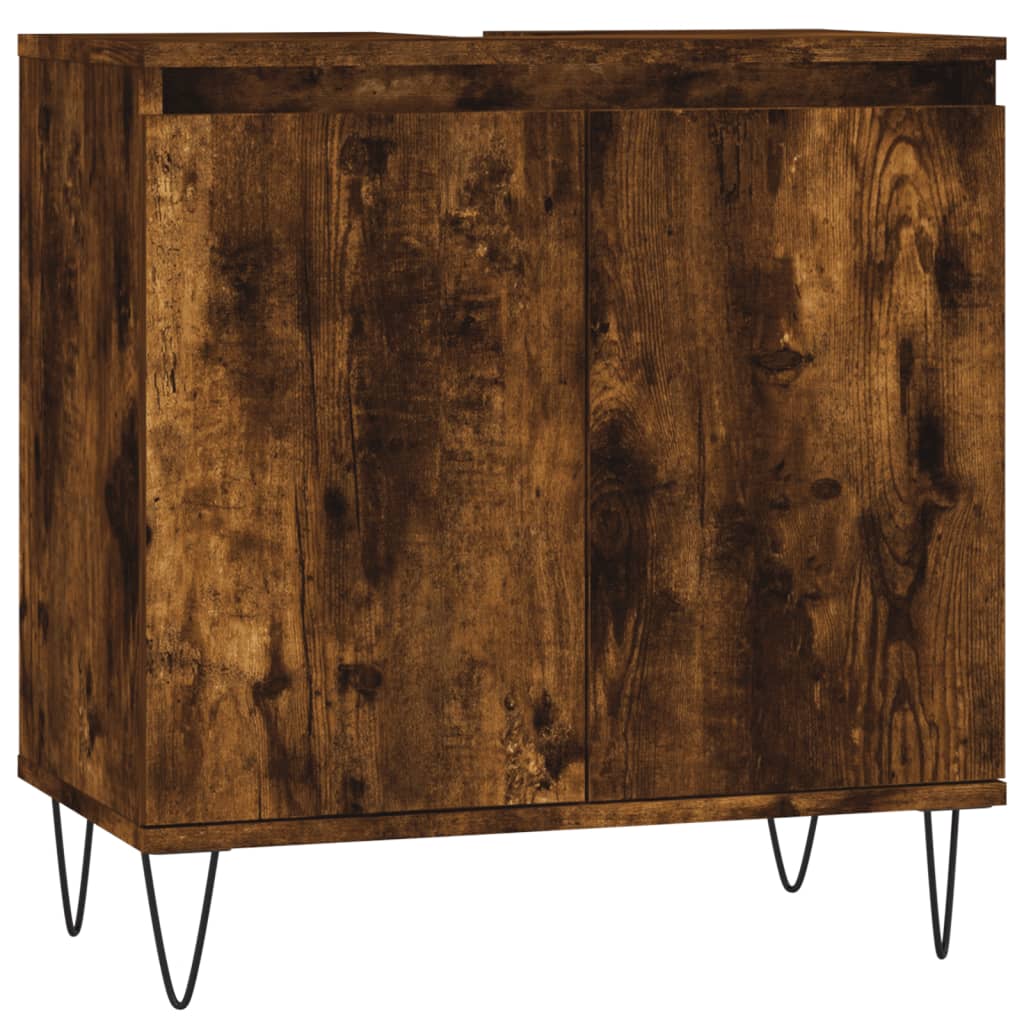 vidaXL 3 Piece Bathroom Cabinet Set Smoked Oak Engineered Wood