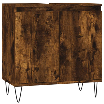 vidaXL 3 Piece Bathroom Cabinet Set Smoked Oak Engineered Wood